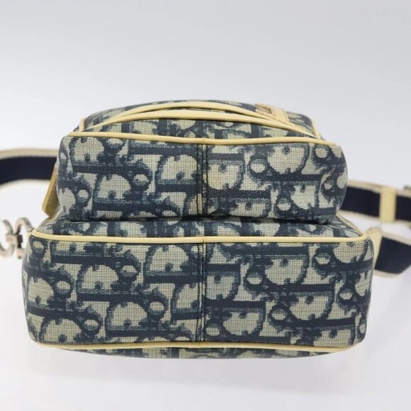 Christian Dior Trotter Canvas Shoulder Bag Navy Gold Auth BD2276 - Picture 7 of 16